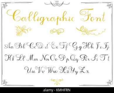 Lettres alphabet dessiné à la main, font de calligraphie. vector alphabet. part écrit des lettres de l'alphabet et les éléments de décoration isolated on white background Illustration de Vecteur