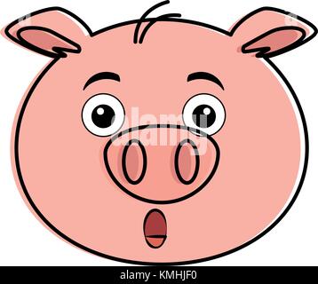 Cochon terrifié kawaii emoji vector illustration design Illustration de Vecteur