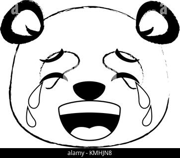 Panda mignon kawaii emoji pleurer Illustration de Vecteur