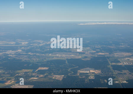 Zone metropolis de Houston, Texas banlieue d'en haut dans un avion Banque D'Images