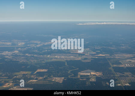 Zone metropolis de Houston, Texas banlieue d'en haut dans un avion Banque D'Images