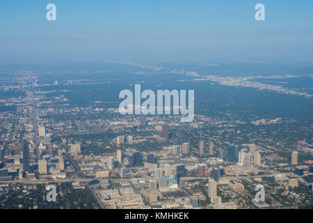 Zone metropolis de Houston, Texas banlieue d'en haut dans un avion Banque D'Images