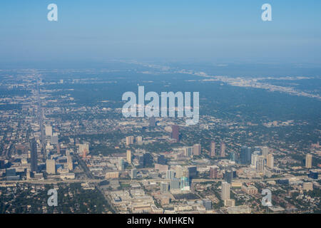 Zone metropolis de Houston, Texas banlieue d'en haut dans un avion Banque D'Images