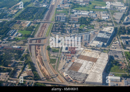 Zone metropolis de Houston, Texas banlieue d'en haut dans un avion Banque D'Images