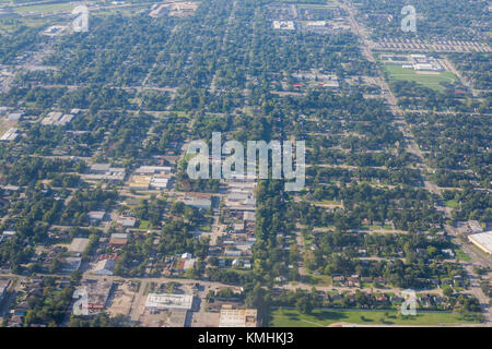 Zone metropolis de Houston, Texas banlieue d'en haut dans un avion Banque D'Images