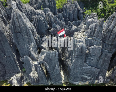La forêt de rock en rammang-rammang près de maros makassar du sud de Sulawesi - Indonésie. Banque D'Images