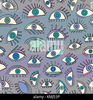 Hand drawn abstract pattern. Yeux Yeux coloré fond vectoriel continu. Cadre moderne et élégant pour la texture papier peint, papier d'emballage, le design textile, sur Illustration de Vecteur