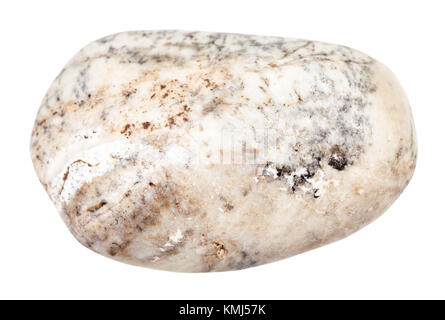 La prise de vue macro des eaux minérales naturelles rock specimen - tumbled stone Albite isolé sur fond blanc de Lovozero, Russie, la Carélie Massif Banque D'Images