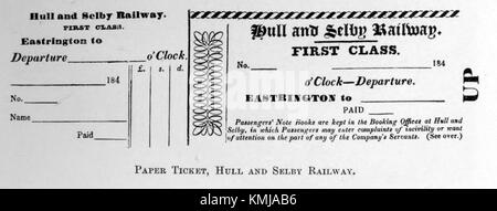 Billet de chemin de fer de Hull et Selby Banque D'Images