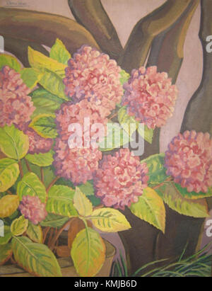 Hortensias de Petrona Viera est une peinture représentant des hortensias, communément appelées hortensias. Viera était une artiste uruguayenne influente, et cette pièce est célébrée pour ses couleurs vibrantes et la représentation de fleurs, symbolisant le lien entre la nature et le fonctionnement Banque D'Images
