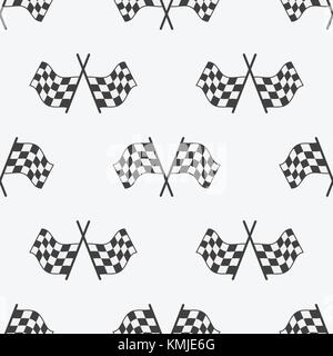 Drapeau à damier, motif sans drapeaux de course et finir de l'icône ruban. Le sport auto, vitesse et le succès, de la concurrence et de gagnant, la race rally, vector illust Illustration de Vecteur