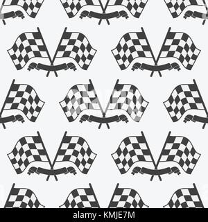 Drapeau à damier, motif sans drapeaux de course et finir de l'icône ruban. Le sport auto, vitesse et le succès, de la concurrence et de gagnant, la race rally, vector illust Illustration de Vecteur