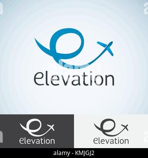 Lettre e, concept logo modèle pour le démarrage, l'entreprise de vol, de l'air voyage compagnies aériennes, logo ou emblème. Illustration de Vecteur