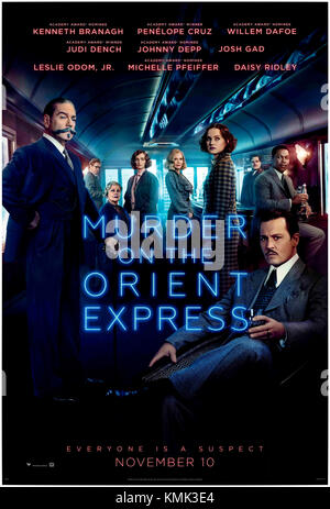 Le meurtre de l'Orient Express (2017) réalisé par Kenneth Branagh et avec Kenneth Branagh, Penélope Cruz, Willem Dafoe, Judi Dench et Johnny Depp. Hercule Poirot retourne au grand écran dans une nouvelle adaptation du roman d'Agatha Christie classique. Banque D'Images