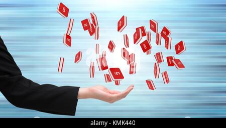 Digital composite de main ouverte avec symbole de la section Icônes Banque D'Images