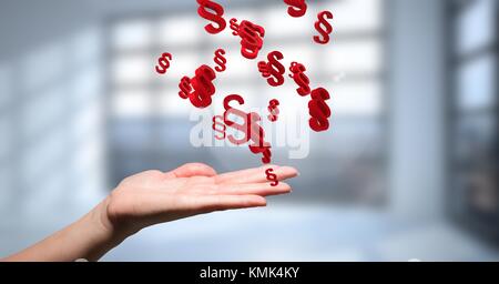 Digital composite de main ouverte avec symbole de la section Icônes Banque D'Images