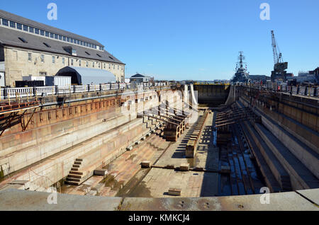 Dry Dock à l'USS Constitution Museum sur le Freedom Trail, Charlestown Navy Yard, Boston, Massachusetts, USA Banque D'Images