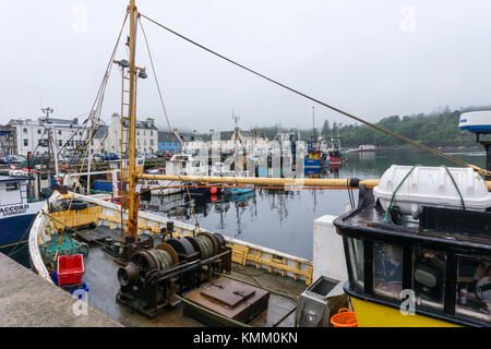 Pêche écossais des bateaux amarrés dans le port de Stornoway sur l'île de Lewis dans les Hébrides extérieures. Banque D'Images