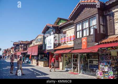 Bazar, des boutiques de souvenirs à la vieille ville de Side, riviera turque, Turquie Banque D'Images