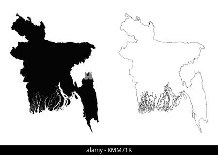 Le Bangladesh contour plan Illustration de Vecteur