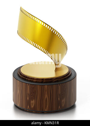 Golden film Strip film Award. 3D illustration. Banque D'Images