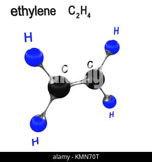 Molécule, 3d illustration, de l'éthylène Banque D'Images