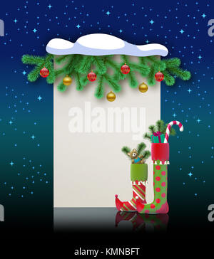 Joyeux Noël. Maison de vacances magique carte de souhaits pour l'art titre. Ouverture vierge pour félicitation, invitation, félicitations. Banque D'Images