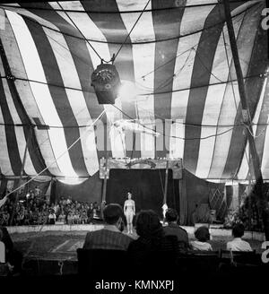 1949 lord george sangers circus, une loi britannique trapèze captive l'auditoire. photo par Tony henshaw Banque D'Images