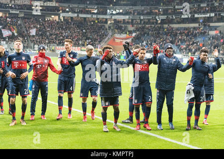 Francfort, Allemagne. 9 Décembre, 2017. Mannschaft, FCB Eintracht Frankfurt et FC Bayern Munich, Fussball, Bundesliga, 15. Spieltag, Saison 17/18, 09.12.2017, Foto : Sascha Walther | Sport-Px/Alamy Live News Banque D'Images