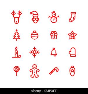 Icônes de Noël set style plat simple vector illustration. Illustration de Vecteur