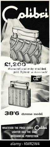 1950 old vintage advert original magazine anglais imprimer publicité Publicité allume-cigares Colibri datée du 1958 Banque D'Images