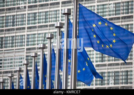 Drapeaux de l'UE Commission européenne à Bruxelles Banque D'Images