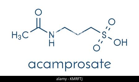 Le traitement de l'alcoolisme de l'acamprosate molécule pharmaceutique. formule topologique. Illustration de Vecteur