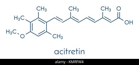 L'acitretin psoriasis drug molécule. formule topologique. Illustration de Vecteur