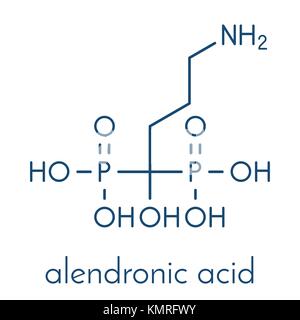 Fosamax (alendronate, ostéoporose) classe des biphosphonates molécule pharmaceutique. formule topologique. Illustration de Vecteur