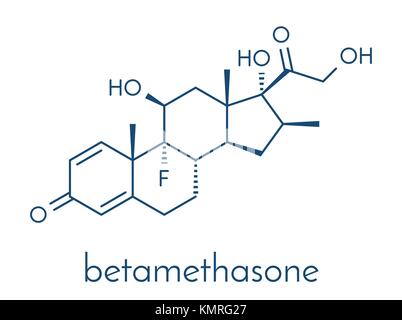 Betamethasone anti-inflammatoires et de stéroïde immunosuppresseur molécule pharmaceutique. formule topologique. Illustration de Vecteur