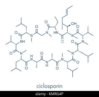 Ciclosporin (cyclosporine) immunosuppresseur molécule. utilisé pour prévenir le rejet d'organes transplantés et pour un certain nombre d'autres utilisations. skeletal Illustration de Vecteur