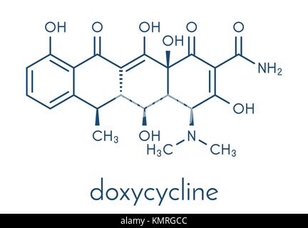 Doxycycline antibiotique tétracycline (classe) molécule. formule topologique. Illustration de Vecteur