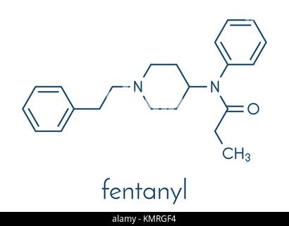 Fentanil (fentanyl) molécule du médicament analgésique opioïde. formule topologique. Illustration de Vecteur