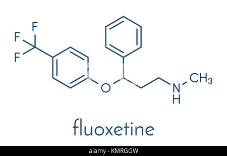 La fluoxétine antidépresseur SSRI (classe) molécule. formule topologique. Illustration de Vecteur