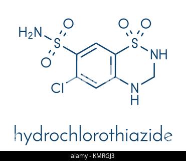 Diurétique Hydrochlorothiazide molécule pharmaceutique. formule topologique. Illustration de Vecteur