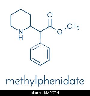 Le méthylphénidate attention-deficit hyperactivity disorder (ADHD) molécule pharmaceutique. formule topologique. Illustration de Vecteur