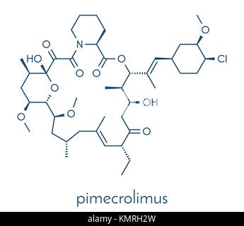 Le pimécrolimus eczéma (dermatite atopique) molécule pharmaceutique. formule topologique. Illustration de Vecteur