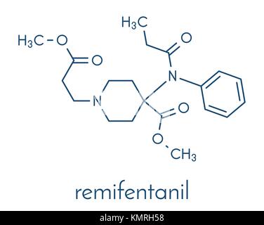 Le rémifentanil et anesthésique molécule analgésique. formule topologique. Illustration de Vecteur