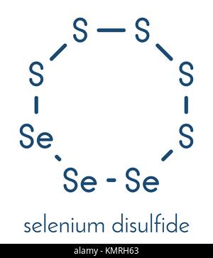 Shampooing antipelliculaire disulfure de sélénium ingrédient actif molécule. sulfure de sélénium a des propriétés antifongiques. formule topologique. Illustration de Vecteur