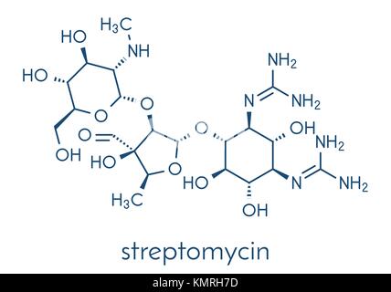 La tuberculose (antibiotique streptomycine classe des aminoglycosides) molécule. formule topologique. Illustration de Vecteur