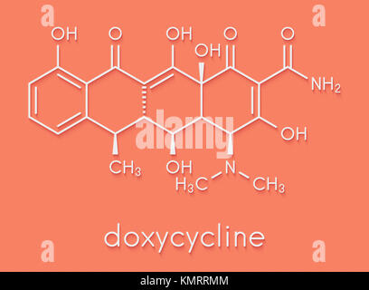 Doxycycline antibiotique tétracycline (classe) molécule. Formule topologique. Banque D'Images