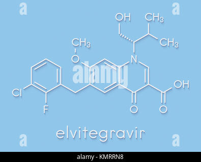 Traitement du VIH d'elvitégravir (médicaments inhibiteurs de l'intégrase) molécule. Formule topologique. Banque D'Images