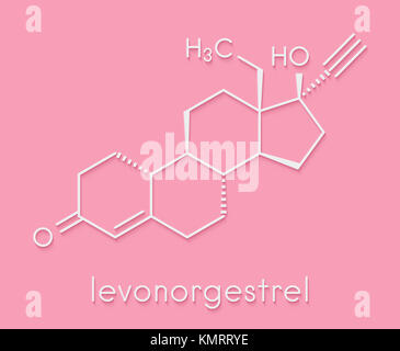 Levonorgestrel pilule contraceptive molécule pharmaceutique. Formule topologique. Banque D'Images