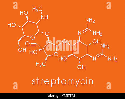 La tuberculose (antibiotique streptomycine classe des aminoglycosides) molécule. Formule topologique. Banque D'Images